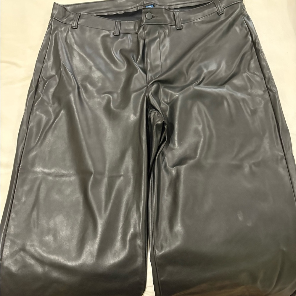 Old Navy Black Faux Leather Wide Leg Pants